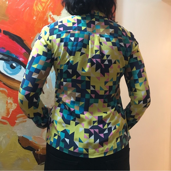 Tory Burch size 4 Geometric Silk Blouse - Picture 2 of 6
